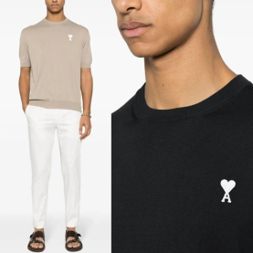 AMI 아미 화이트로고 니트반팔