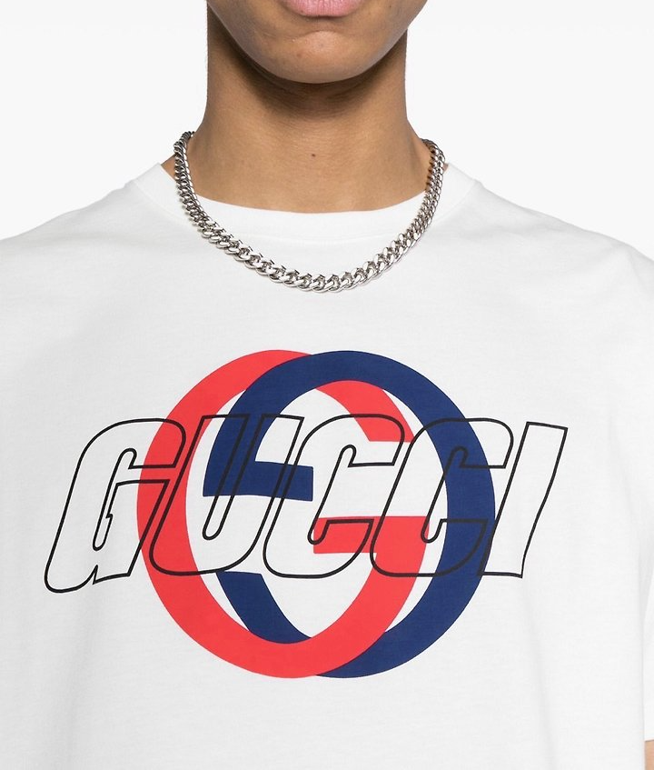 GUCCI 구찌 인터로킹G 프린트 코튼 저지 반팔 티셔츠