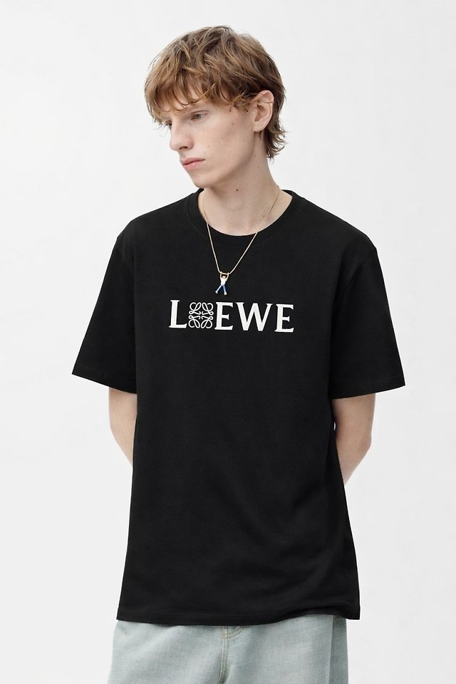 LOEWE 로에베 블랙 앤 화이트 아나그램 백 로고 숏 슬리브 티셔츠 2COLOR