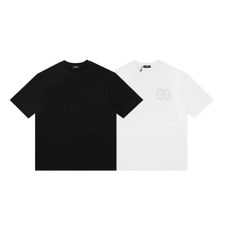 BALENCIAGA 발렌시아가 6559 라인스톤 BB 로고 반팔