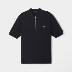 PRADA 프라다 하프 지퍼 니트 PK 반팔