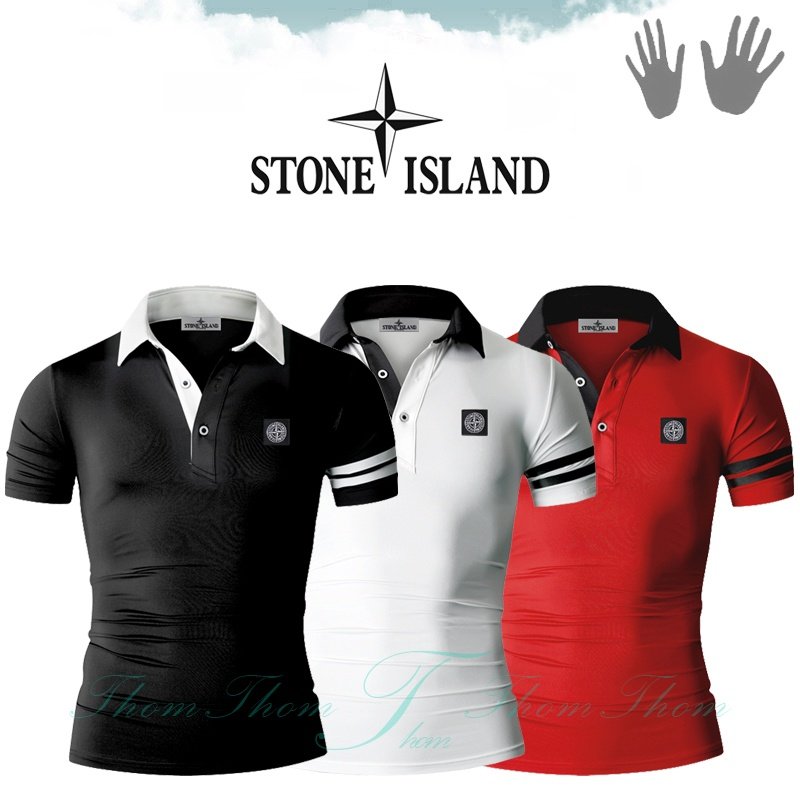 STONE ISLAND 스톤아일랜드 라인 패치 카라 반팔