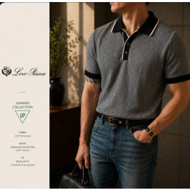 LOLOROPIANA 로로피아나 헤링본 니트반팔