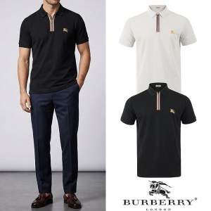 BURBERRY 버버리 골드기마 자수 집업 카라 티셔츠