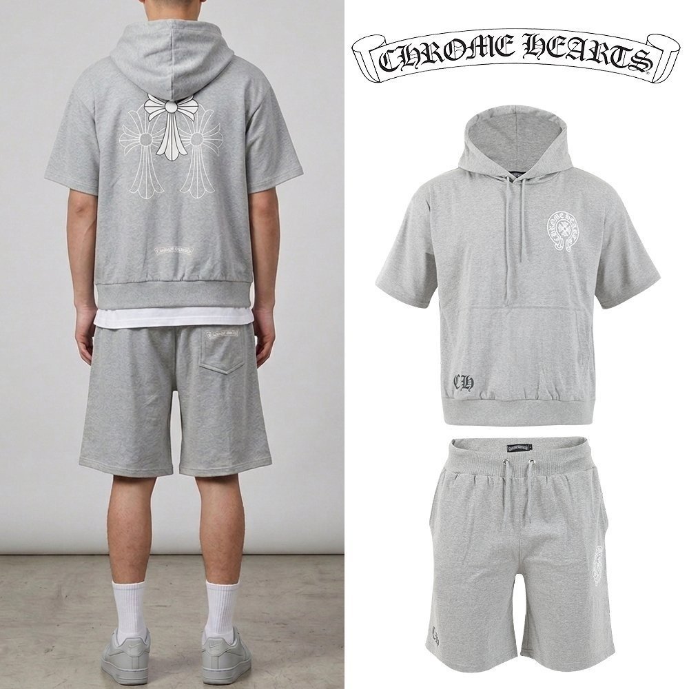 ●6월 판매 9위● CHROME HEARTS 크롬하츠 말굽 크로스 오버핏 후드 셋업