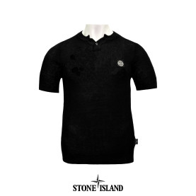 STONE ISLAND 스톤아일랜드 스퀘어 와팬 쿨링 린넨 Y 헨리넥 하프 머슬핏 니트 2COLOR
