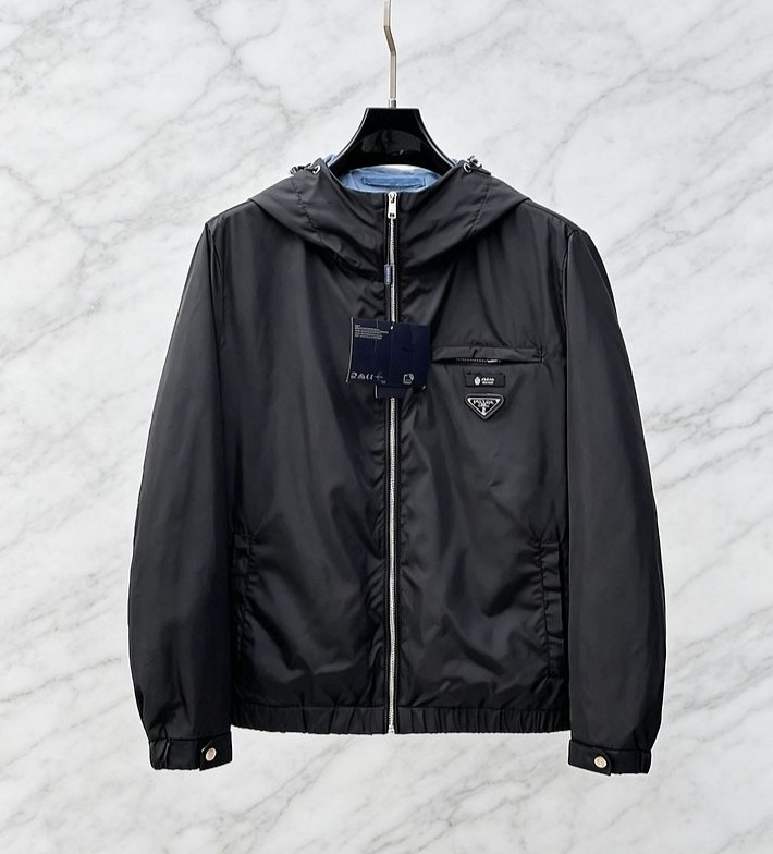 PRADA 프라다  607145 리나일론 라벨 후드 자켓