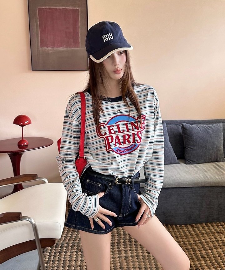 CELINE 셀린느 PARIS 스트라이프 티셔츠