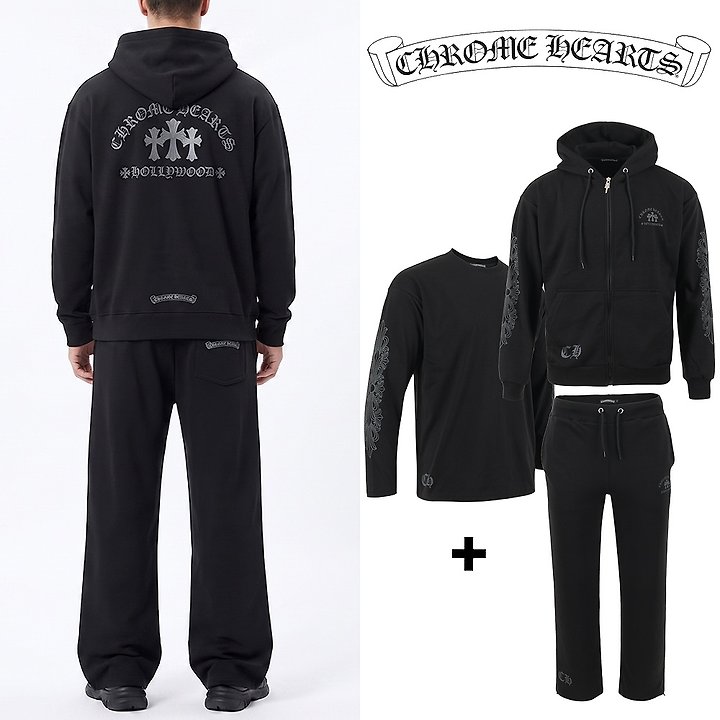 CHROME HEARTS 크롬하츠 할리우드 프린팅 3P 오버핏 후드 집업 셋업