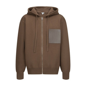 LOEWE 로에베 60303 가죽 패치 포켓 니트 후드 집업 2COLOR