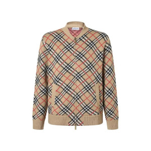 BURBERRY 버버리 60306 체크 자카드 니트 보머 자켓