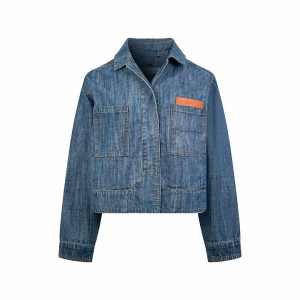 FENDI 펜디 60300 여성 로고 패치 샴브레이 데님 자켓