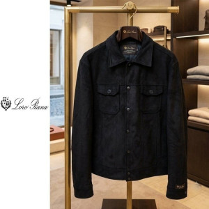 LOROPIANA 로로피아나 스웨이드 보머 자켓 블랙