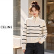 CELINE 셀린느 하이넥 단가라 반집업 니트 3COLOR