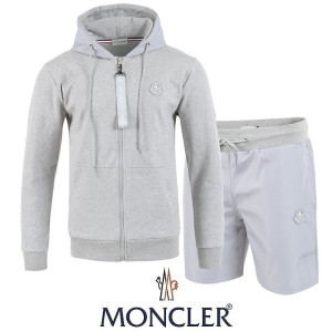 MONCLER 몽클레어 실버패치 후드집업 & 우븐 반바지 셋업