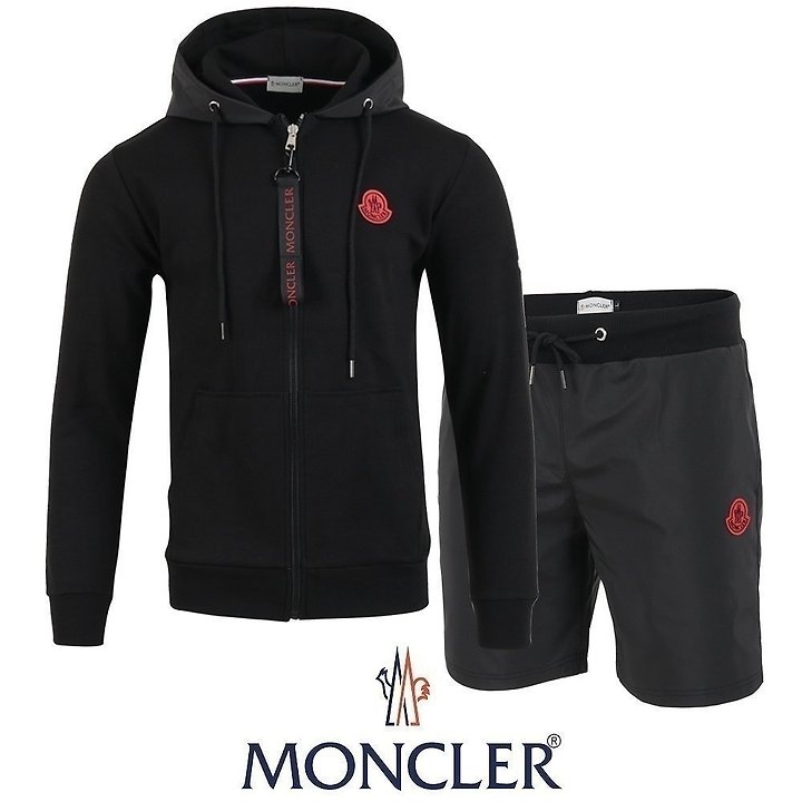 MONCLER 몽클레어 레드패치 후드집업 & 우븐 반바지 셋업