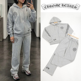 CHROME HEARTS 크롬하츠 여성 말굽 크로스 오버핏 후드집업 셋업