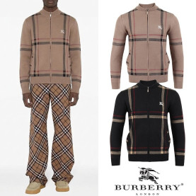 BURBERRY 버버리 기마자수 스퀘어 램스울 니트 집업