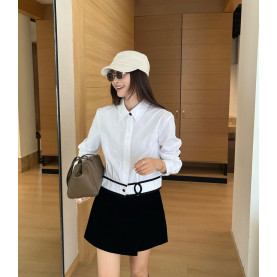 CHANEL 샤넬 벨벳리본 셔츠