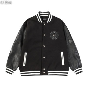 CHROME HEARTS 크롬하츠 크로스 레더 홀스슈 바시티 자켓