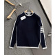 THOM BROWNE 톰브라운 4bar 라인 배색 라운드 니트 2COLOR