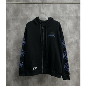 CHROME HEARTS 크롬하츠 홀스슈 블루 크랙 집업 후드 자켓