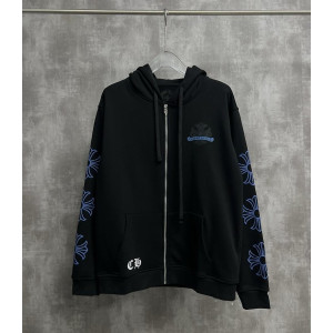 CHROME HEARTS 크롬하츠 홀스슈 블루 크랙 집업 후드 자켓