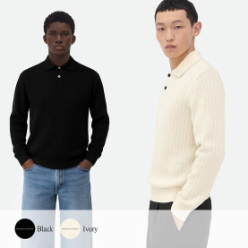 BOTTEGA VENETA 보테가베네타 사이드 로고 자수 카라 니트