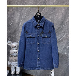 CHROME HEARTS 크롬하츠 7062 레더 크로스 데님 셔츠 자켓