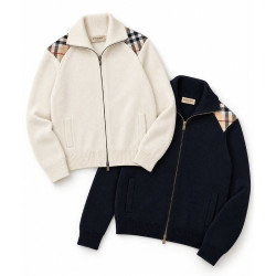 BURBERRY 버버리 여성 숄더 체크 투웨이 니트 집업